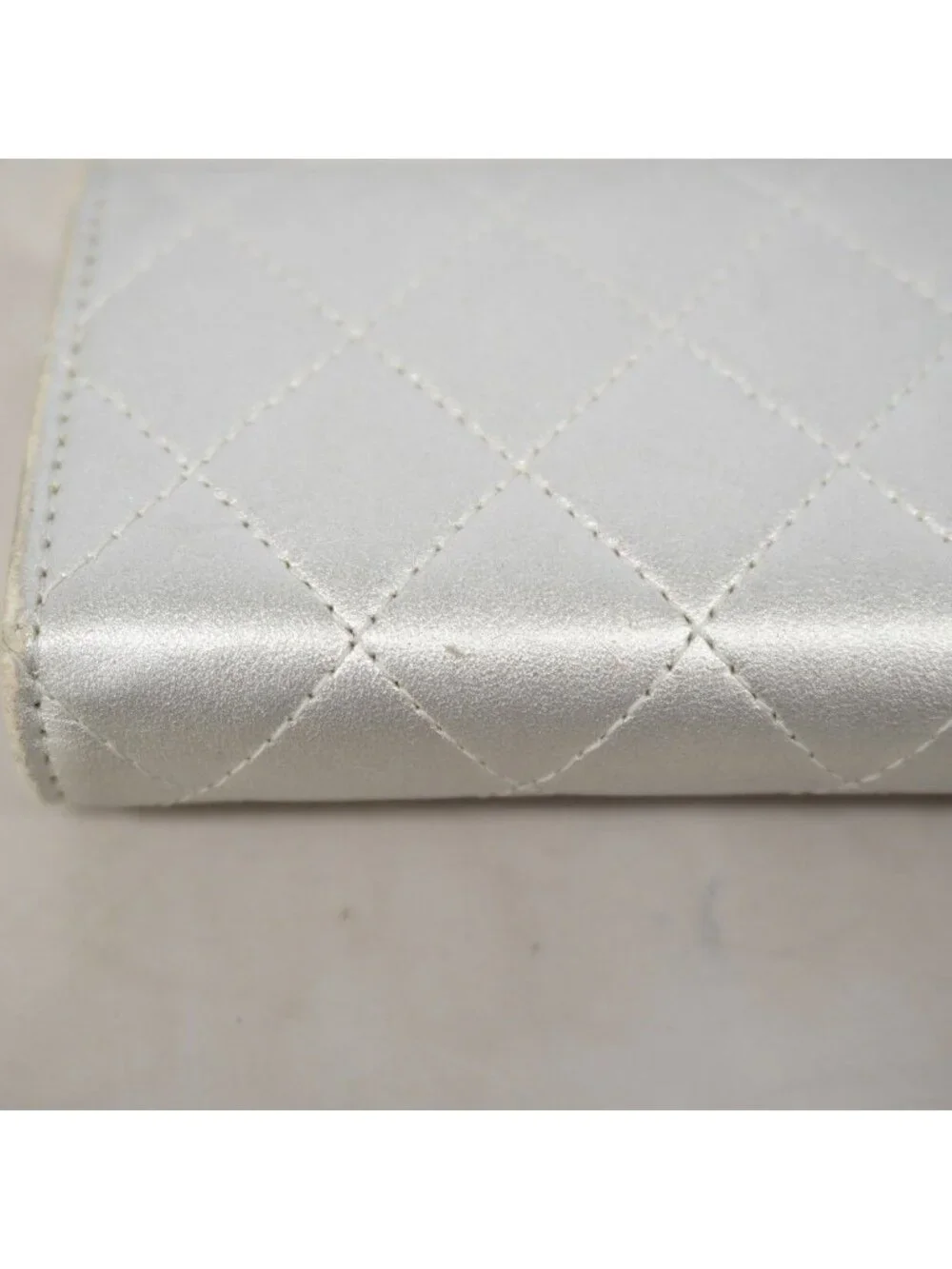 Chanel Card Case Quilted Lambskin Silver